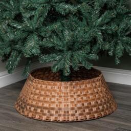 Rackhams 48/70cm Samuel Alexander Large KD Plastic Wicker Rattan Woven Christmas Tree Skirt in Brown