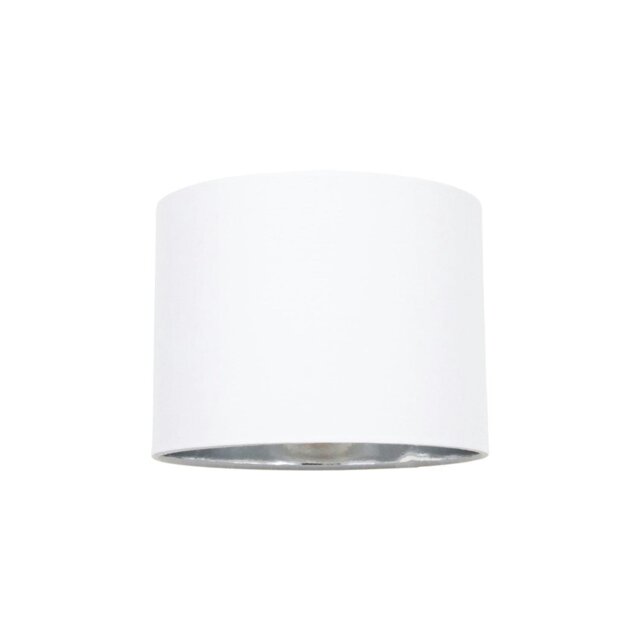 "Rackhams Modern White Cotton Fabric Small 8"" Lamp Shade with Shiny Silver Inner" - image 1
