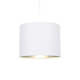 "Rackhams Modern White Cotton Fabric Small 8"" Lamp Shade with Shiny Silver Inner" - thumbnail 2