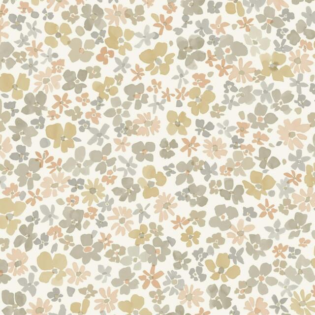 Rackhams Veronica Ditsy Daisy Floral Nursery Textured Wallpaper, Ochre Beige