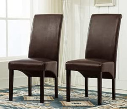 Rackhams Set of 2 Faux Leather High Back Dining Chairs - Cream