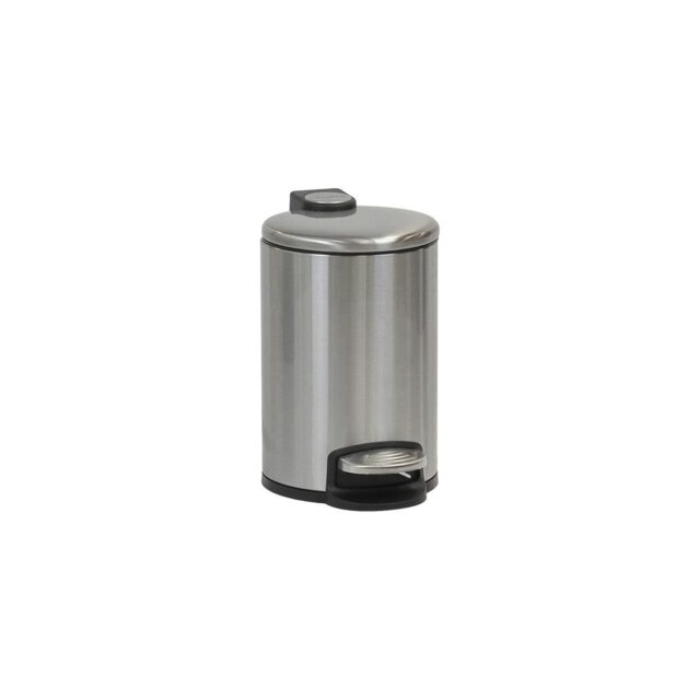 Rackhams 3 Litre Bathroom Pedal Bin Stainless Steel Soft Close Lid Silver - 1 - Stainless Steel - Silver - image 1