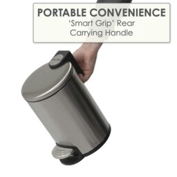 Rackhams 3 Litre Bathroom Pedal Bin Stainless Steel Soft Close Lid Silver - 1 - Stainless Steel - Silver - thumbnail 4