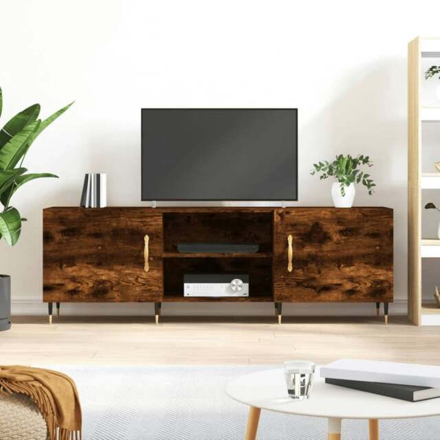 Rackhams TV Cabinet Smoked Oak 150x30x50 cm Engineered Wood