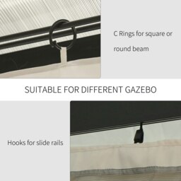 Rackhams 3 x 4(m) Universal Gazebo Replacement Sidewall Set, 4 Panels, Beige - Light Grey - Polyester - 205 x 302cm - thumbnail 4