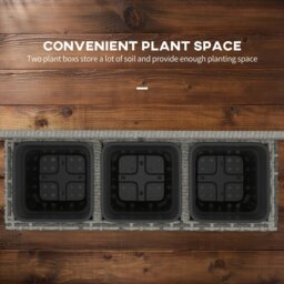 Rackhams Garden PE Rattan Planter Box w/ Trellis Flower Raised Bed, 84x30x107cm - Light Grey - Galvanised Steel, PE Rattan, PP - 84cm x 30cm x 107cm - thumbnail 4