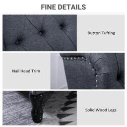 Rackhams Recliner Armchair, Vintage Reclining Chair with Nail Head Trim, Wingback Chair with Button Tufted Back and Footrest, for Living Room, Dark Grey - thumbnail 6
