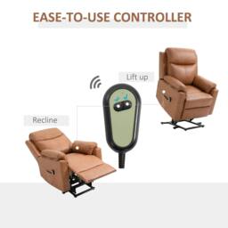 Rackhams Faux Leather 70° Electric Riser Recliner Chair - Brown - thumbnail 5