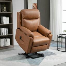Rackhams Faux Leather 70° Electric Riser Recliner Chair - Brown - thumbnail 2