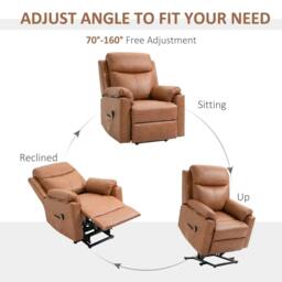 Rackhams Faux Leather 70° Electric Riser Recliner Chair - Brown - thumbnail 4