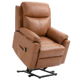 Rackhams Faux Leather 70° Electric Riser Recliner Chair - Brown - thumbnail 1