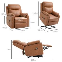 Rackhams Faux Leather 70° Electric Riser Recliner Chair - Brown - thumbnail 3