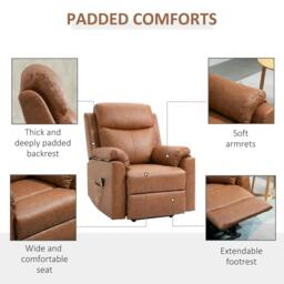 Rackhams Faux Leather 70° Electric Riser Recliner Chair - Brown - thumbnail 6