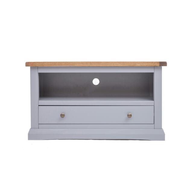 Rackhams Rocca Grey 1 Drawer TV Cabinet Brass Knob - Grey - image 1
