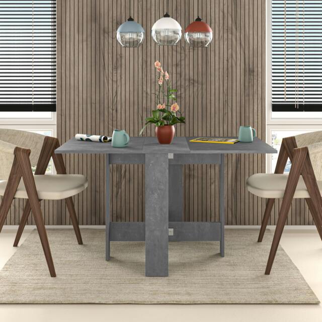 Rackhams Artemio Foldable Table Retro Grey Rectangular Engineered Wood Folding Table 130(W)x76(D)x73.4(H)cm Kitchen Dining Room - Retro Grey - image 1