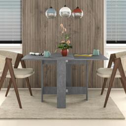 Rackhams Artemio Foldable Table Retro Grey Rectangular Engineered Wood Folding Table 130(W)x76(D)x73.4(H)cm Kitchen Dining Room - Retro Grey - thumbnail 1