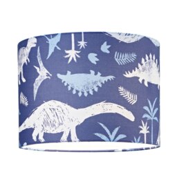 Rackhams Modern and Fun Dinosaur Themed Navy Blue and White Cotton Children's Lamp Shade - thumbnail 2