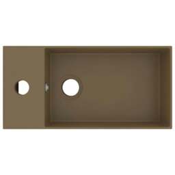 Rackhams Bathroom Sink with Overflow Ceramic Matt Cream - thumbnail 3