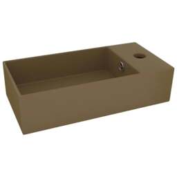 Rackhams Bathroom Sink with Overflow Ceramic Matt Cream - thumbnail 2
