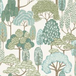 Rackhams Happy Trees Brushstroke Nursery Textured Wallpaper, Teal Green