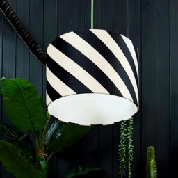 "Rackhams Liquorice Helter Skelter Velvet Lampshades - 70cm diameter x 25cm height / 27"" x 10""" - thumbnail 1