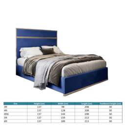 Rackhams Bentley Upholstered Soft Velvet Metal Bed Frame - Blue - Blue - Double - thumbnail 4