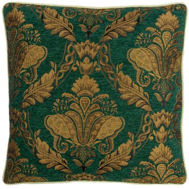 Rackhams Shiraz Jacquard Traditional Cushion Cover - Emerald - 45cm x 45cm - Emerald - 100% Polyester - image 1