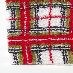 Rackhams Red and White Tartan Pattern Tufted Cotton Cube Pouffe - 36 x 36 x 38 cm - thumbnail 4
