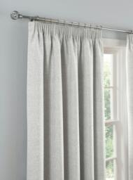 Rackhams Textured Rib Weave Boutique Pencil Pleat Curtain - Grey - (117cm x 183cm - 8 Eyelets) - thumbnail 6