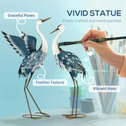 Rackhams Heron Garden Statues, Metal Garden Gift with Stakes - Blue & White - Blue, White - Coastal, realistic - 2 - thumbnail 4