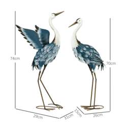 Rackhams Heron Garden Statues, Metal Garden Gift with Stakes - Blue & White - Blue, White - Coastal, realistic - 2 - thumbnail 3