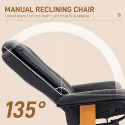 Rackhams PU Leather Reclining Armchair with Footrest for Living Room - Brown - PU leather, Foam, Steel, Multi-layer board - thumbnail 5