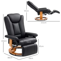 Rackhams PU Leather Reclining Armchair with Footrest for Living Room - Brown - PU leather, Foam, Steel, Multi-layer board - thumbnail 4