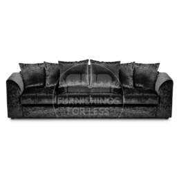 Rackhams Crystal Crushed Velvet Long Fabric 4 Seater Sofa Scatter back - Silver - thumbnail 6