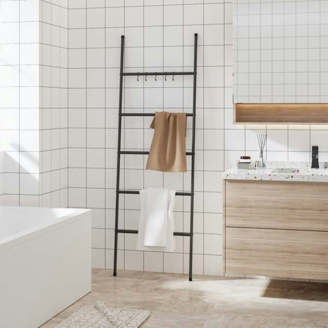 Rackhams Towel Rack Ladder with 5 Tiers Black 58x175 cm Iron