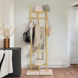 Rackhams Corner Coat Stand With Shelves Gold - thumbnail 5