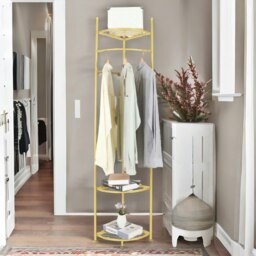 Rackhams Corner Coat Stand With Shelves Gold - thumbnail 2