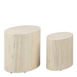 Rackhams Mice Oval Coffee Table Set in Light Oak - 1 - Natural - Brown - thumbnail 1