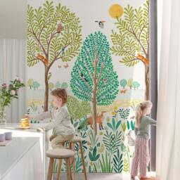 Rackhams Grena Trees and Animals 3 Lane Repeatable Wallpaper Kids Nursery Mural, 1.59 x 2.8m,