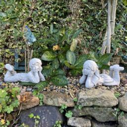 Rackhams Cheerful Laying Boy and Girl Outdoor Ornament - thumbnail 1
