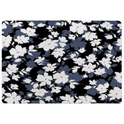 Rackhams White, Black & Purple Flowers (Rug) - 80x150cm