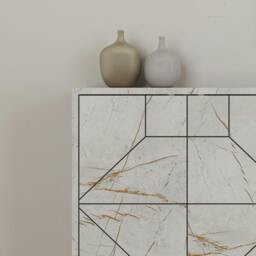 Rackhams Dune Gold Marble Effect Geometric 6 Door Sideboard with Metal Legs (W) 181cm - Gold Marble Effect - thumbnail 5