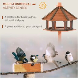 Rackhams Wooden Bird Feeder Bird Table with Roof for Outside Use Brown 130cm - Brown - Fir - 1 - thumbnail 3