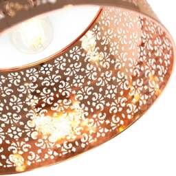 Rackhams Marrakech Designed Shiny Copper Metal Pendant Light Shade with Floral Decoration - thumbnail 4