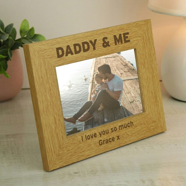 Rackhams Personalised Oak Finish 6x4 Daddy & Me Photo Frame - image 1