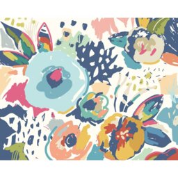 Rackhams Abstract Floral Wall Mural - Blue - Medium - W300cm x H240cm - thumbnail 2