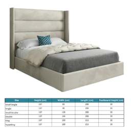 Rackhams Nuno Straight Winged Upholstered Soft Velvet Bed Frame - Cream - Black - Small single - thumbnail 5