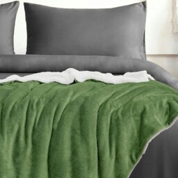 Rackhams Evali Plain Peach Textured Sherpa Reverse Throw - 127cm x 157cm - Olive