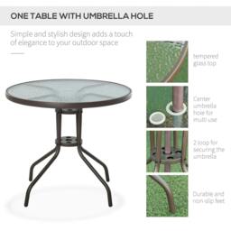Rackhams Garden Patio Texteline Folding Chairs Plus Table and Parasol Furniture Bistro Set 6 Pieces - Coffee/Cream - thumbnail 6