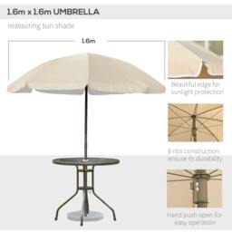 Rackhams Garden Patio Texteline Folding Chairs Plus Table and Parasol Furniture Bistro Set 6 Pieces - Coffee/Cream - thumbnail 5